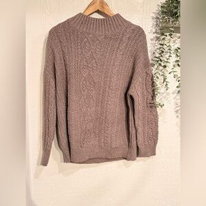 RELAXED CABLE Mock Neck Sweater NWOT toast